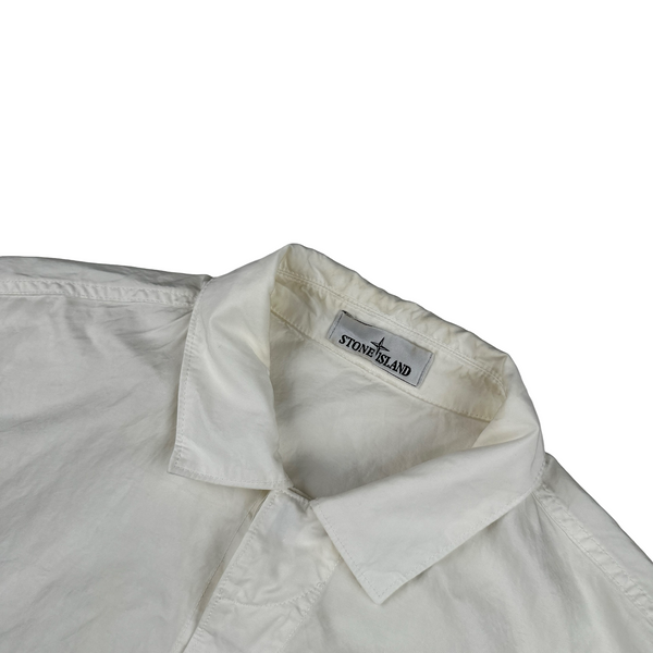 Stone Island 2023 White Cotton Cupro Short Sleeve Overshirt - Large