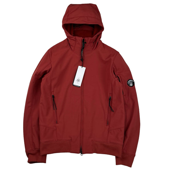 CP Company Red Soft Shell R Fleece Lined Hooded Jacket - Small