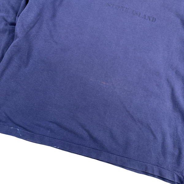 Stone Island 90s Navy Spellout Vintage Pullover - Large