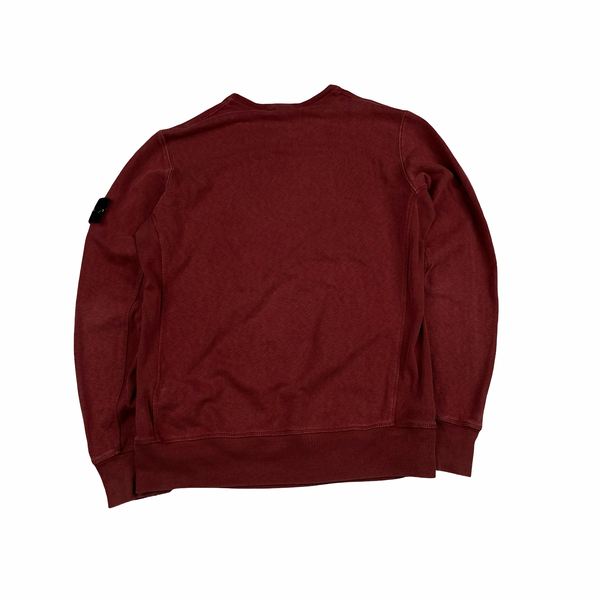 Stone Island 2015 Washed Red Cotton Pullover Jumper - Large
