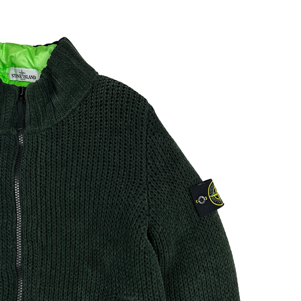 Stone Island Green President Knit Down Bomber Jacket - Medium