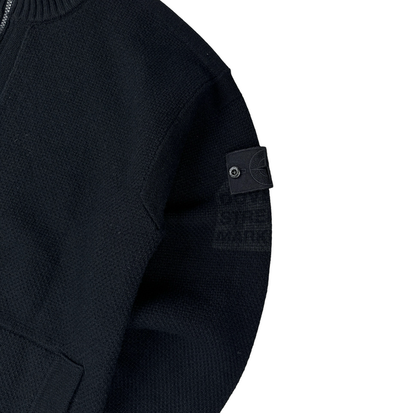 Stone Island X Dover Street Market 2023 Black Thick Wool Ghost Zip Up Jumper - Large