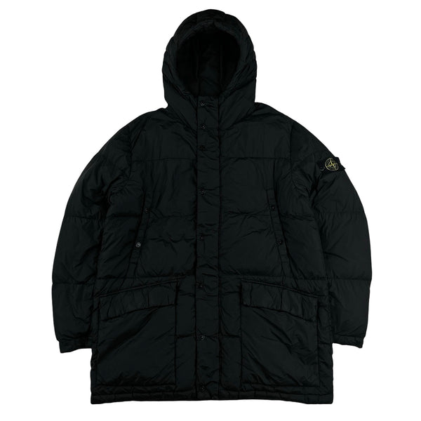 Stone Island 2013 Black Crinkle NY Down Long Puffer Jacket - XXL
