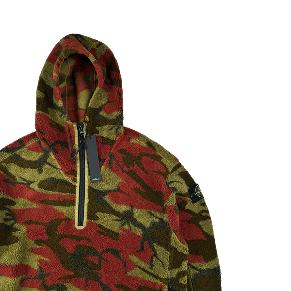 Stone Island 2022 Heritage Camo Teddy Fleece Pullover Hoodie  - XXL