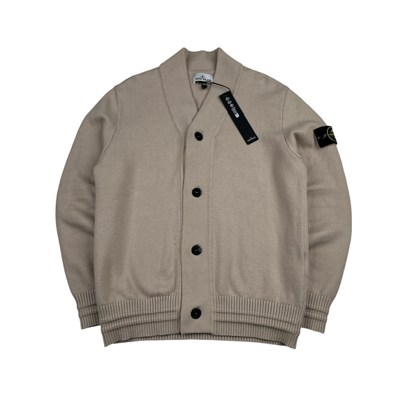 Stone Island 2024 Beige Wool Knit Buttoned Jumper - Medium