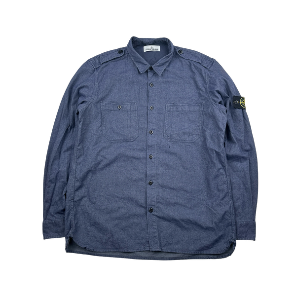 Stone Island 2014 Blue Indigo Cotton Overshirt - XXL