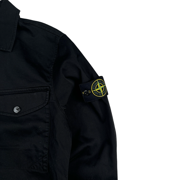 Stone Island 2024 Black Cotton Twill Overshirt - Small