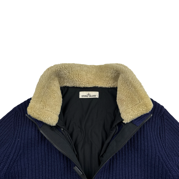 Stone Island 2014 Navy Wool Dutch Rope Lined President Knit Knit - XL
