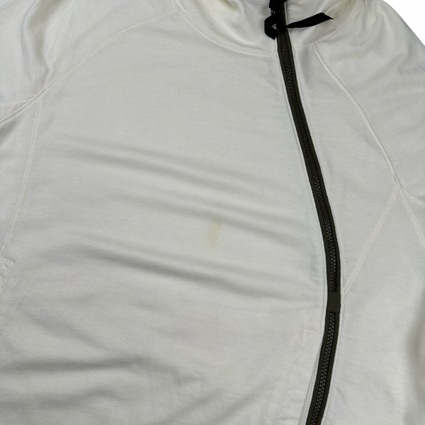 CP Company Cream/Green Asymmetrical Lens Viewer Zip Up Hoodie - Large