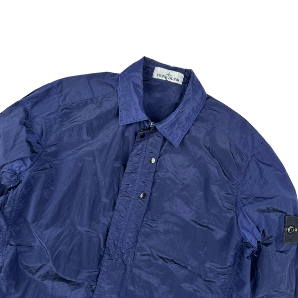 Stone Island Navy Blue Nylon Metal Shimmer Overshirt - Small