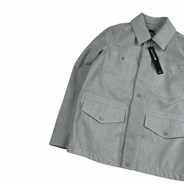 Stone Island 2025 Grey Alcantara Suede Ghost Piece Overshirt Jacket - Medium