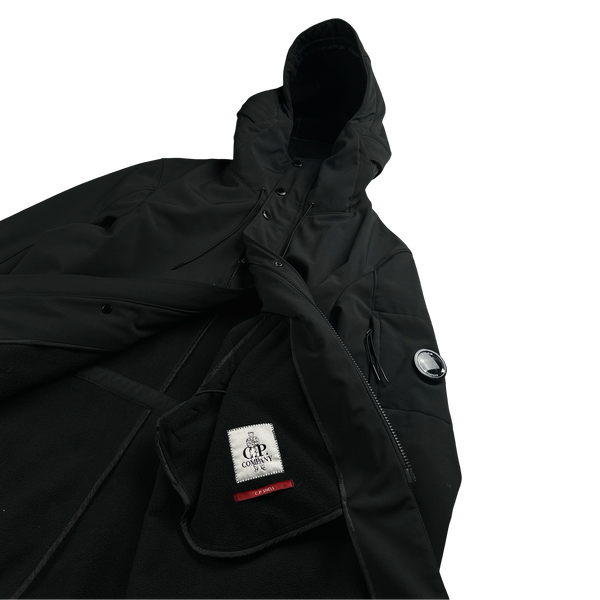 CP Company Black Fleece Lined Fishtail Soft Shell Parka - Large