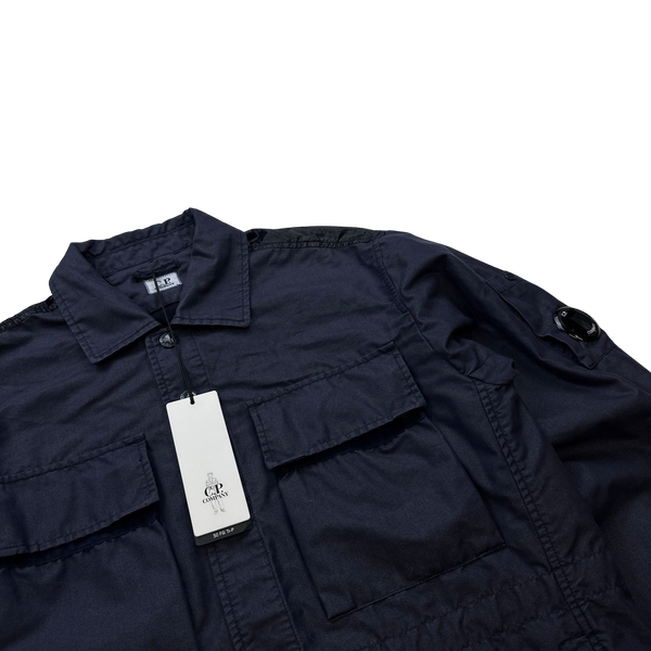 CP Company 50 Fili Tr-P Navy Buttoned Kan D Panel Coach Jacket - Small