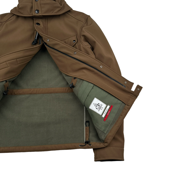 CP Company Brown Goggle Soft Shell Field Jacket - Small