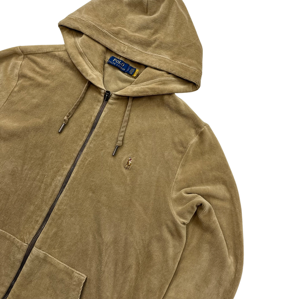 Womens Ralph Lauren Beige Corduroy Zipped Hoodie Tracksuit Set - Medium