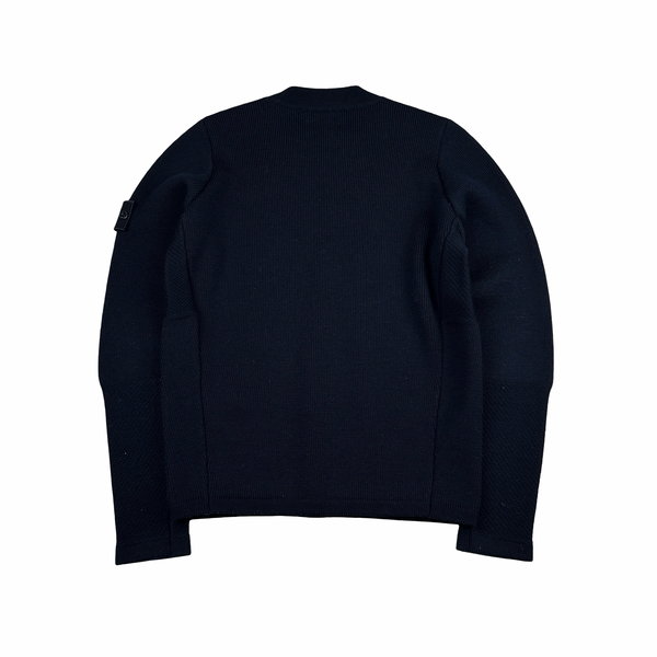 Stone Island 2017 Ghost Navy Wool Crewneck Thick Knit Jumper - Small