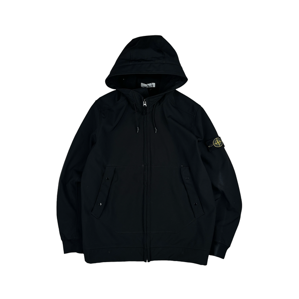 Stone Island 2020 Black Soft Shell Hooded Jacket - XXL