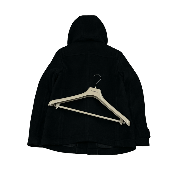 Burberry Navy Wool Duffle Hooded Jacket - Small