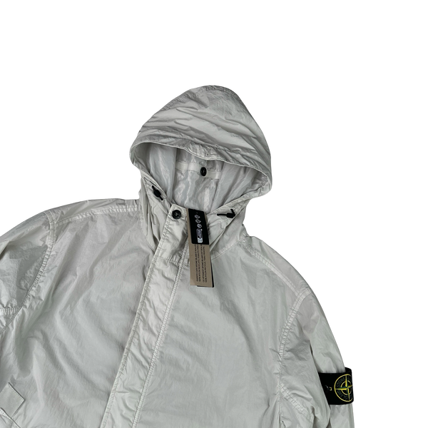 Stone Island 2025 Garment Dyed White Crinkle Reps Jacket - Large