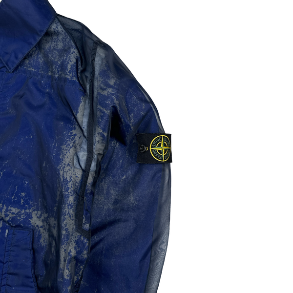 Stone Island 2001 Monofilament Blue Mesh Collard Jacket - Medium