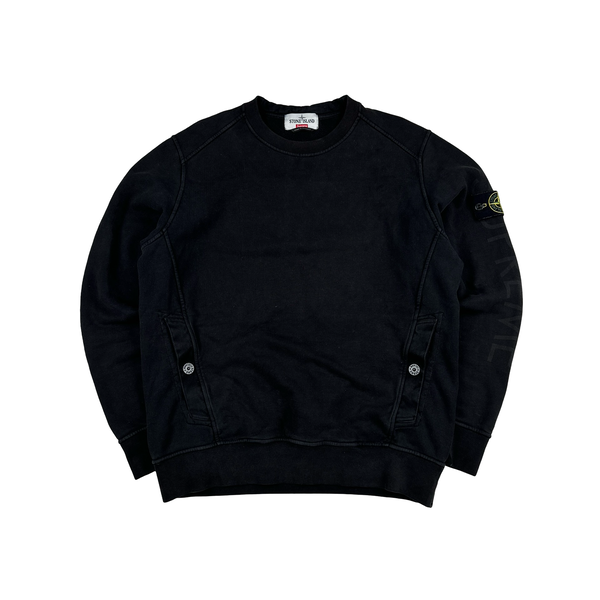 Stone Island Supreme 2014 Black Cotton Spellout Tracksuit Set - Large