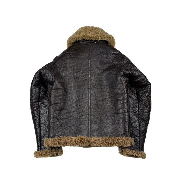 Irvin Shearling Lined Flying Pilot Thick Leather Vintage Jacket - Small
