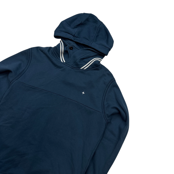 Stone Island 2020 Blue Piped Compass Hoodie - Small