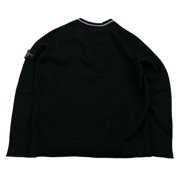 Stone Island 2020 Black Lambs Wool Crewneck Knitted Jumper - Large