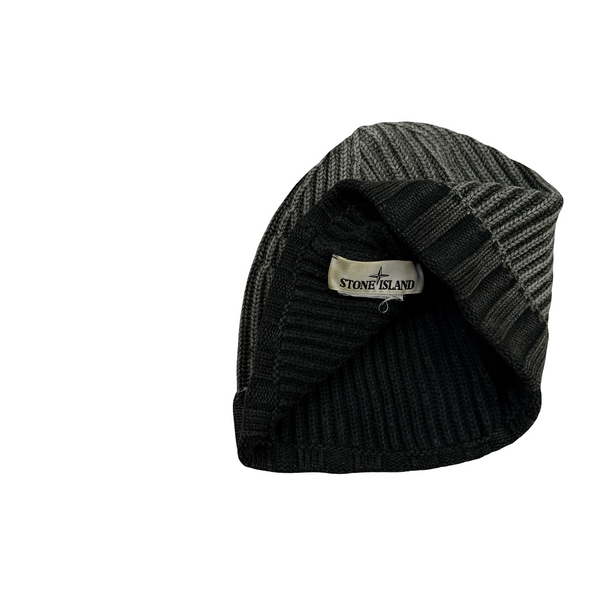 Stone Island Dust Treatment Garment Dyed Patch Beanie Hat