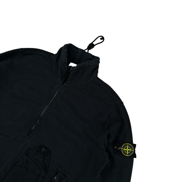 Stone Island 2020 Black Pullover Quarter Zip Smock Jumper - Large