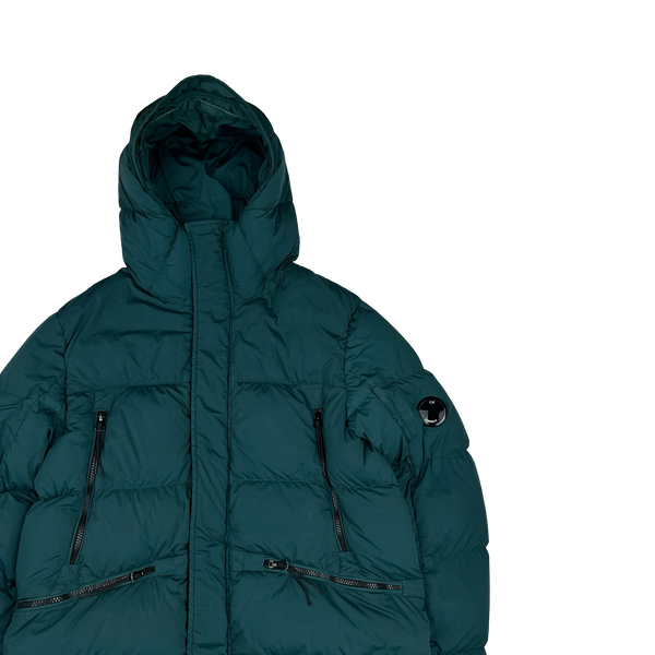 CP Company Teal Nycra Down Filled Puffer Long Jacket - Medium