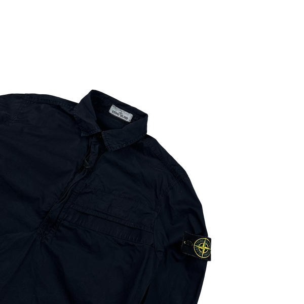 Stone Island 2018 Black Cotton Pullover Smock Overshirt - Medium