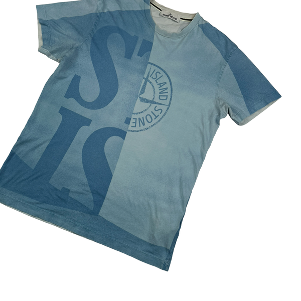 Stone Island Blue Two Tone Isola Di Pielia T Shirt - Large
