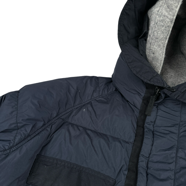 Stone Island Navy Garment Dyed Crinkle Reps Dual Wool Hood Parka Jacket - Large