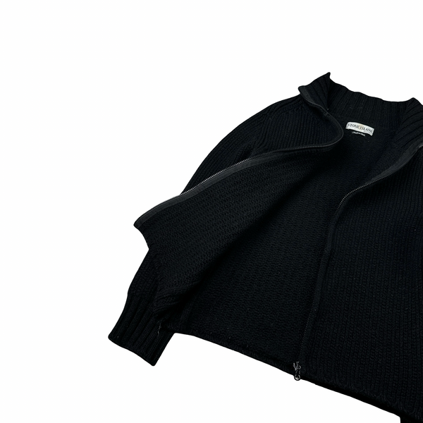 Stone Island 2001 Black Heavyweight Knitted Jumper - Small