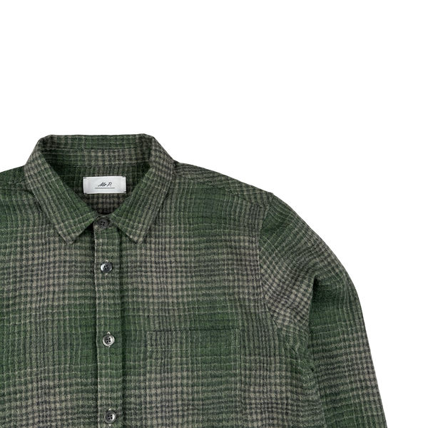 Mr Porter Green Checked Virgin Wool Buttoned Overshirt - XL