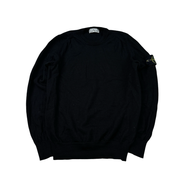 Stone Island 2020 Black Crewneck Wool Knit Jumper - Small
