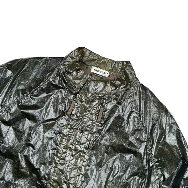 Stone Island 2001 Dark Green Micro Felt Transparent Laminated Web Jacket - Large