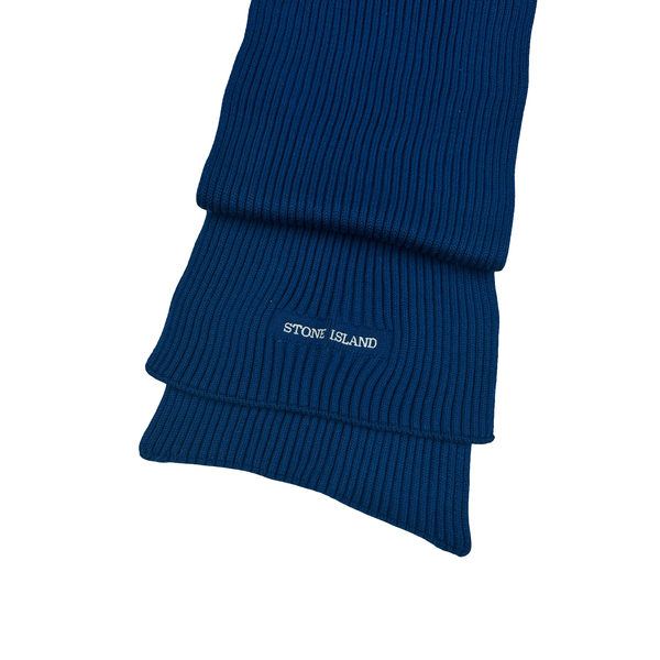 Stone Island Blue Ribbed Spellout Scarf