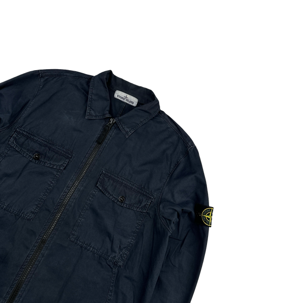 Stone Island 2019 Navy Garment Dyed Overshirt - Medium