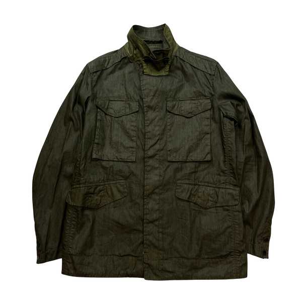 CP Company Green Lino Flax Multi Pocket Field Jacket - XL