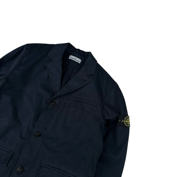 Stone Island 2015 Navy Quilted Raso Gommato Spaceman Buttoned Jacket - XL