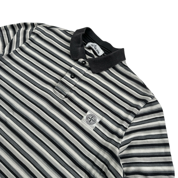 Stone Island 2014 Grey Striped Short Sleeved Polo Shirt - Large
