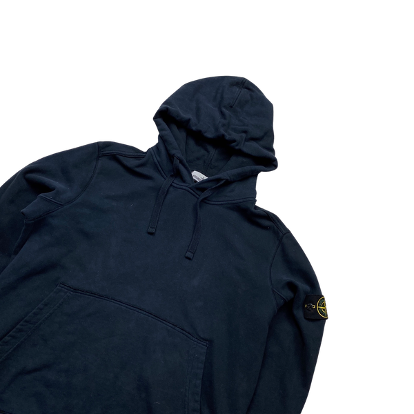 Stone Island Navy Cotton Pullover Hoodie - Large