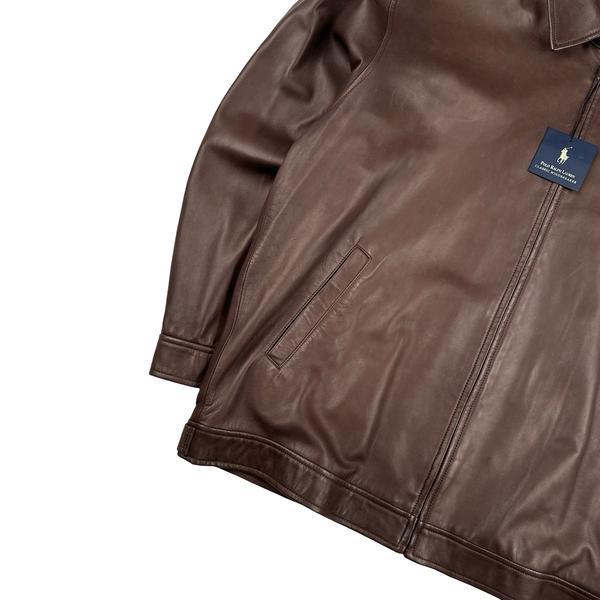 Ralph Lauren Brown Collar Leather Jacket - XL