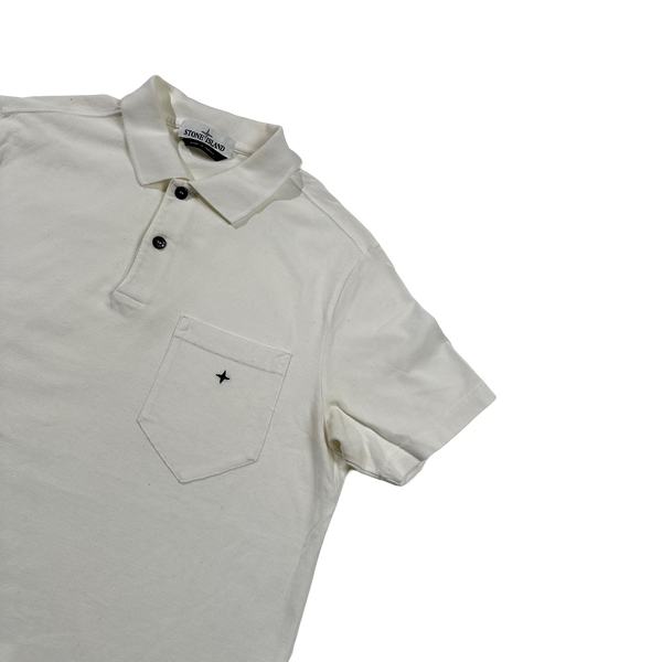 Stone Island Stellina White Slim Fit Compass Polo Shirt - Large