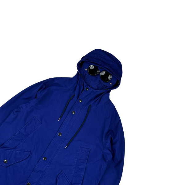 CP Company Blue Micro Kei Long Parka Goggle Jacket - XL