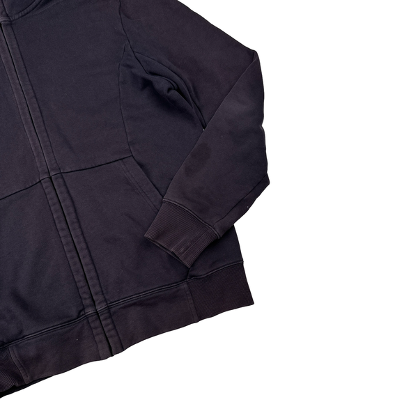 CP Company Navy Goggle Cotton Zip Up Hoodie - Large