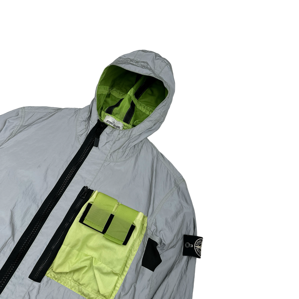 Stone Island 2017 Green Garment Dyed Plated Reflective Mussola Jacket - Large