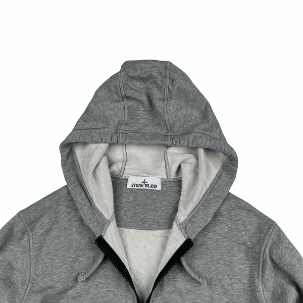 Stone Island Grey Cotton Zipped Hoodie - Medium
